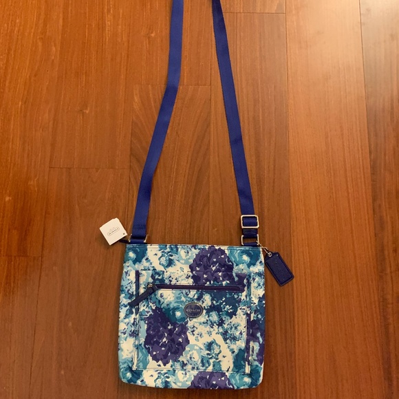Coach Handbags - Coach Signature Nylon Blue Floral Crossbody
